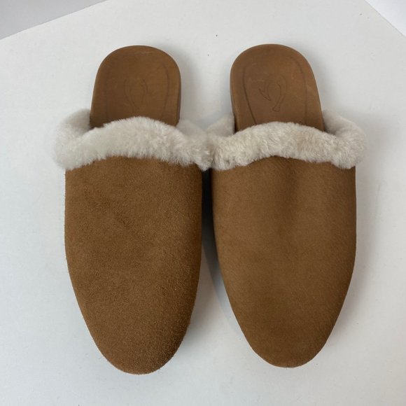 Women's OluKai Lomo Hulu Leather NZ Wool Shearling Slippers Size 7 - Picture 4 of 11
